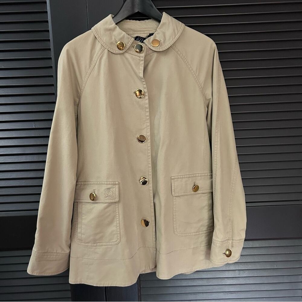 Vintage Y2K Style Juicy Couture Women's Tan Short Trench Coat Jacket Size Medium